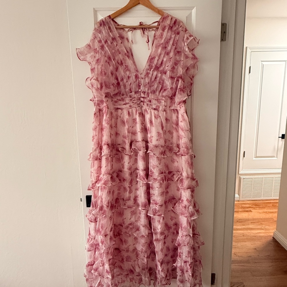 Elegant Pink Floral Women's Dress
